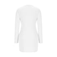 thumbnail image 7 of biudgviw Fall Dresses for Women Long Sleeve V Neck Buttons Knit Bodycon Dress Soft Knit Prom Clubwear Mini Dress, 7 of 7