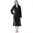 thumbnail image 1 of PAVILIA Plush Robe For Women, Black Fluffy Soft Bathrobe, Lightweight Fuzzy Warm Spa Robe, Cozy Fleece Long House Robe, Satin Trim, 2XL-3XL, 1 of 7