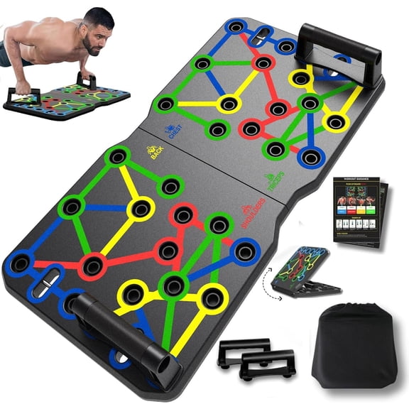 Extra Large Push Up Board 26.2" x 13.8", Portable 30-in-2 Workout Set for Push Up, Multi-functional Pushup Stands for Strength Training, Fat Burning Push Up Bar for Home Gym