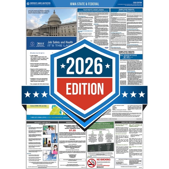 Corporate Labor Law Posters :: 2026 Iowa State & Federal Labor Law Posters - All in one [Plain Paper-English]