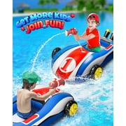 Hot Bee Inflatable Ride-on Pool Floats with Water Gun for Kids, Car Swimming Toys, Summer Outdoor Pool Game Toys for Ages 3-8, Toddler Pool Float Boys Girls 3 4 5 6+