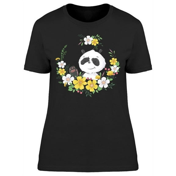 Panda In Floral Wreath T-Shirt Women -Image by Shutterstock, Female Large