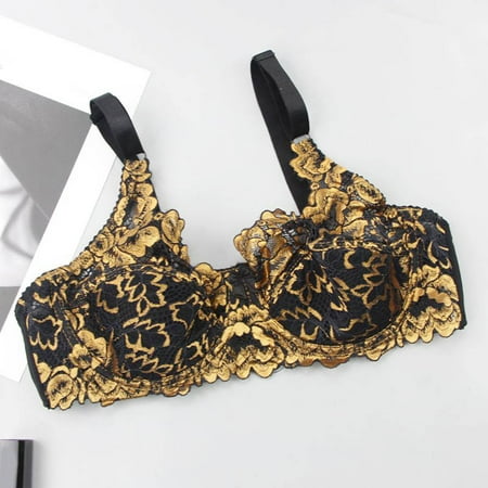 Akiihool Women s Push Up Bra Racerback Front Closure Bras Plunge Underwire Padded Lace (Yellow 80C)