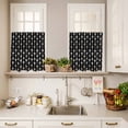 thumbnail image 4 of Kitchen Window Curtains Valance and Tier Set, Abstract Star Line Rod Pocket Tier Curtain Valance Set, Pentagram on Black Background Light Filtering Cafe Curtains for Bedroom Living Room, 4 of 9