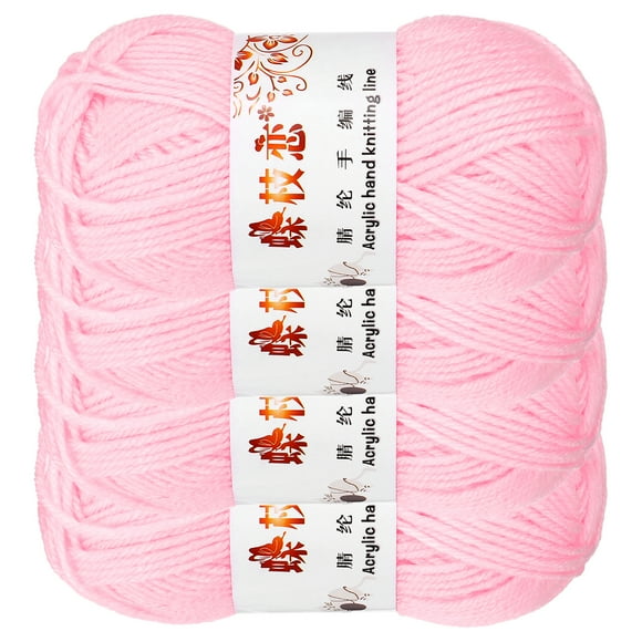 Uxcell 4PCS Crocheting Yarn, Pink 4 Ply Acrylic Yarn 200g Sport Weight Yarns Bulk Soft and Fluffy Yarns for Knitting DIY Crochet Handicraft Blankets Gift,394 Yards Total