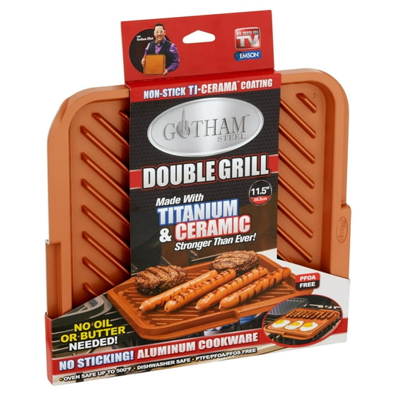 As Seen on TV Gotham Steel Double Grill Aluminum Pan, 11.5 inches