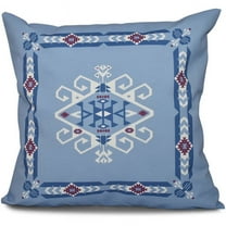 Simply Daisy 16" x 16" Jodhpur Border 3 Geometric Outdoor Pillow, Blue