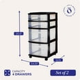thumbnail image 4 of Homz Plastic 4 Clear Drawer Medium Home Storage Container Tower (2 Pack), 4 of 11