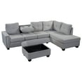 thumbnail image 5 of Euroco Reversible Sectional Sofa 6 Seat Couch with Storage Ottoman, L-shape Sofa with Rivet for Living Room, Light Gray, 5 of 9