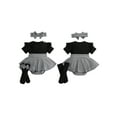 thumbnail image 4 of Loicainy Baby Infant Girl Bodysuit Dress Outfit 3 6 9 12 Months Houndstooth Short Sleeve Ribbed Skirt Romper Bow Headband and Socks 3 Piece Set, 4 of 10