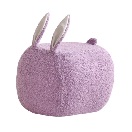 Kids Rabbit Shape Footrest Foot Stool Ottoman Compact Multifunctional Solid Wood Frame Lightweight Sofa Tea Stool for Living Room, Bedroom