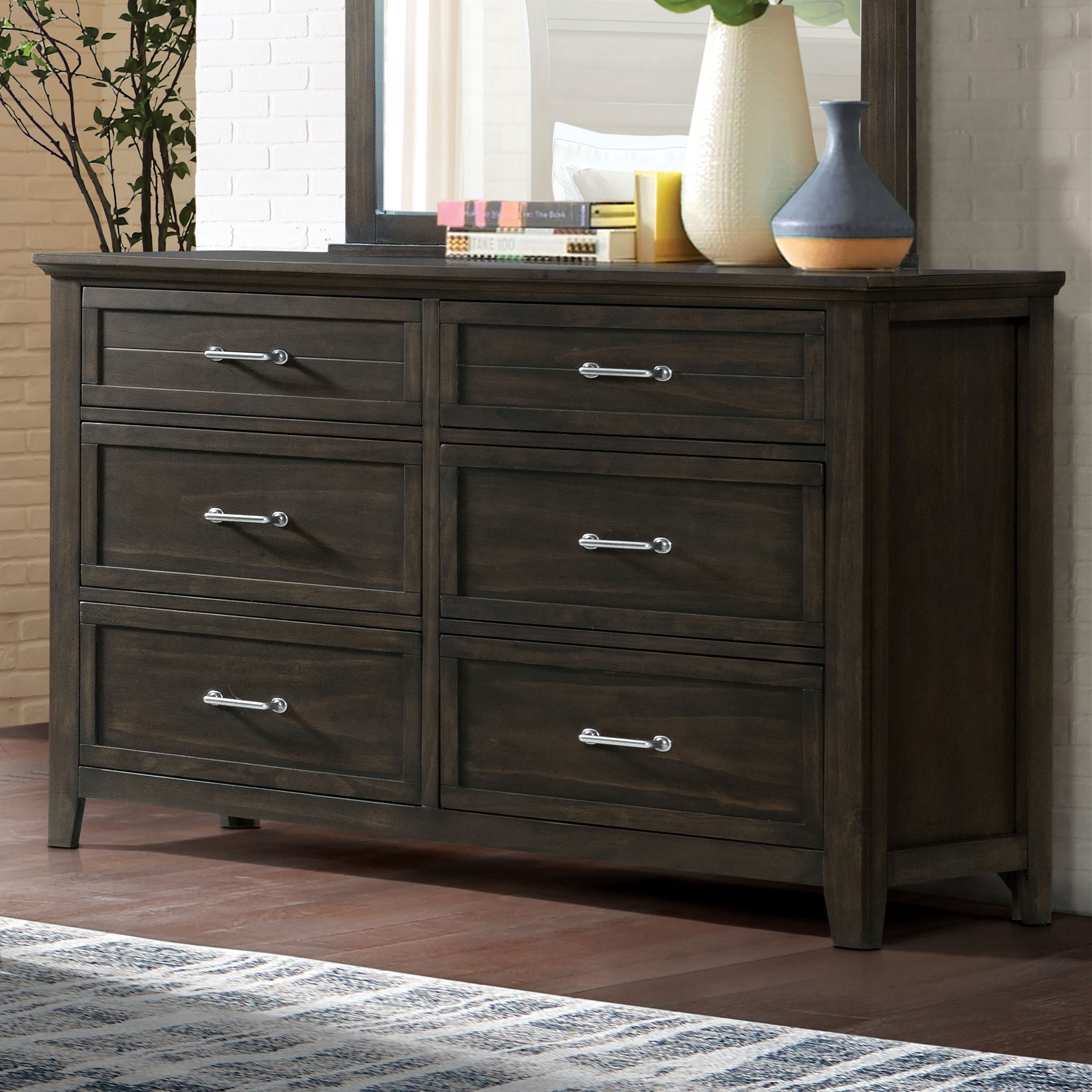 Furniture of America Cisco 6-Drawer Wood Walnut Dresser