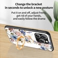 thumbnail image 5 of Feishell Compatible with iPhone 16 Pro Flower Pattern Case with Diamond Ring Holder Support Magnetic Car Mount,Shockproof Luxury Glossy Glass Slim Phone Case for Women Girls,A, 5 of 9
