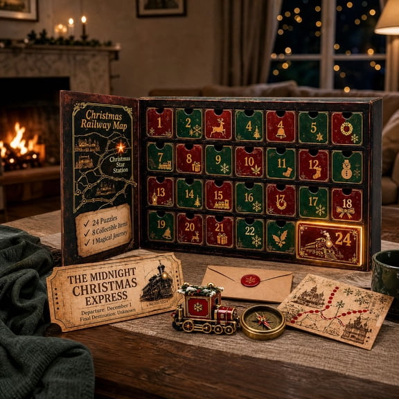24-Day Mystery Adventure Advent Calendar, Christmas Escape Room Game with Interactive Story Themes, Open A New Discovery Every Day Family Cooperative Game Countdown Gift for Family & Adults