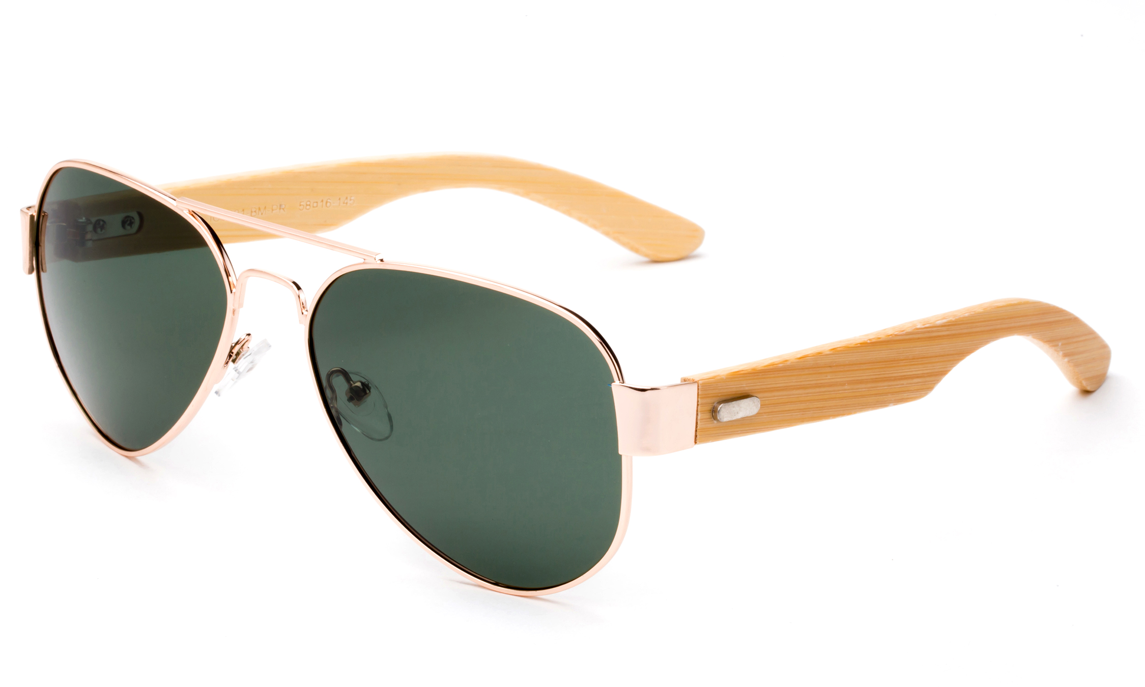 High Qaulity Polarized Sunglasses with Real Bamboo Arm Aviator Sunglasses Bamboo Sunglasses for Men & Women - image 2 of 2