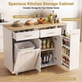 thumbnail image 5 of Haverchair 52" Kitchen Island with Storage on 5 Wheels, Movable Island Table for Kitchen with Drawers, Trash Can and Pull-Out Rack, Rolling Kitchen Island with Adjustable Shelf for Dining Room, White, 5 of 9