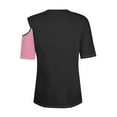 thumbnail image 4 of Royisotas Tops for Women Plus Size Tshirt Pink Short Sleeve Casual Summer Shirts Color Block Cold Shoulder Crew Neck Button Womens Tshirt, 4 of 7