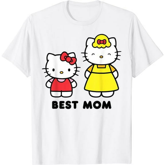 Hello Kitty Best Mom Mother T-Shirt Cute Tee For Women, White Color, Size S
