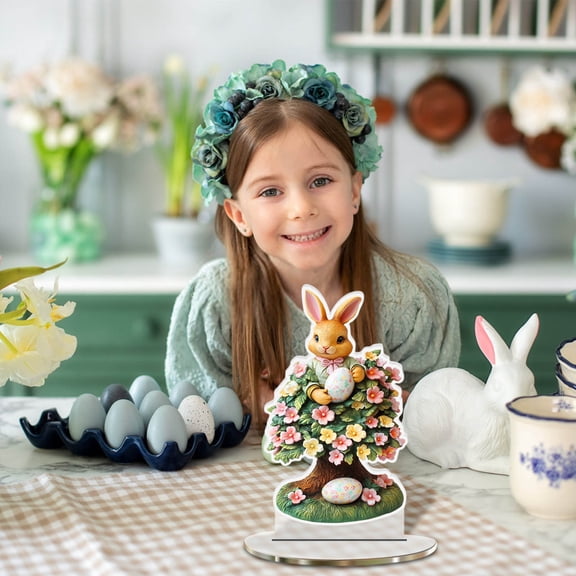 Easter Bunny Decor Farmhouse Easter Office Decor, Easter Signs for Home Decor, Easter Bunny Figurine Decor, 2D Flat Ornament Crafts, Easter Gifts(1pc)