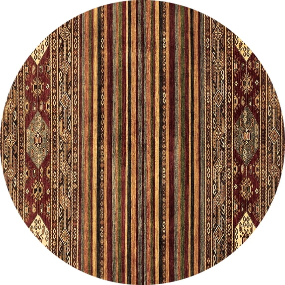 Ahgly Company Indoor Round Abstract Brown Modern Area Rugs, 5' Round