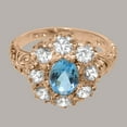thumbnail image 5 of LBG British Made 18k Rose Gold Natural Blue Topaz & Cubic Zirconia Womens Statement Ring - 33 size options - Size 10.75, 5 of 6