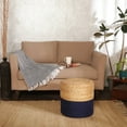 thumbnail image 6 of · REDEARTH · Cylindrical Pouf Ottoman - Braided Pouffe Accent Sitting Round Footrest for Living Room, Bedroom, Nursery, kidsroom, Patio, Gym; 50% Jute, 50% Cotton (14.5x14.5x16; Navy Natural), 6 of 9