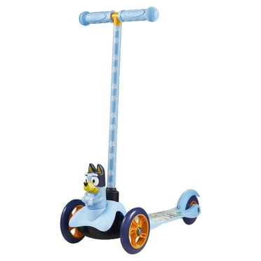Bluey Ride-N-Glide Buddies 3D Toddler Scooter, 3 Wheel Kick Scooter for Kids Ages 3 , Blue