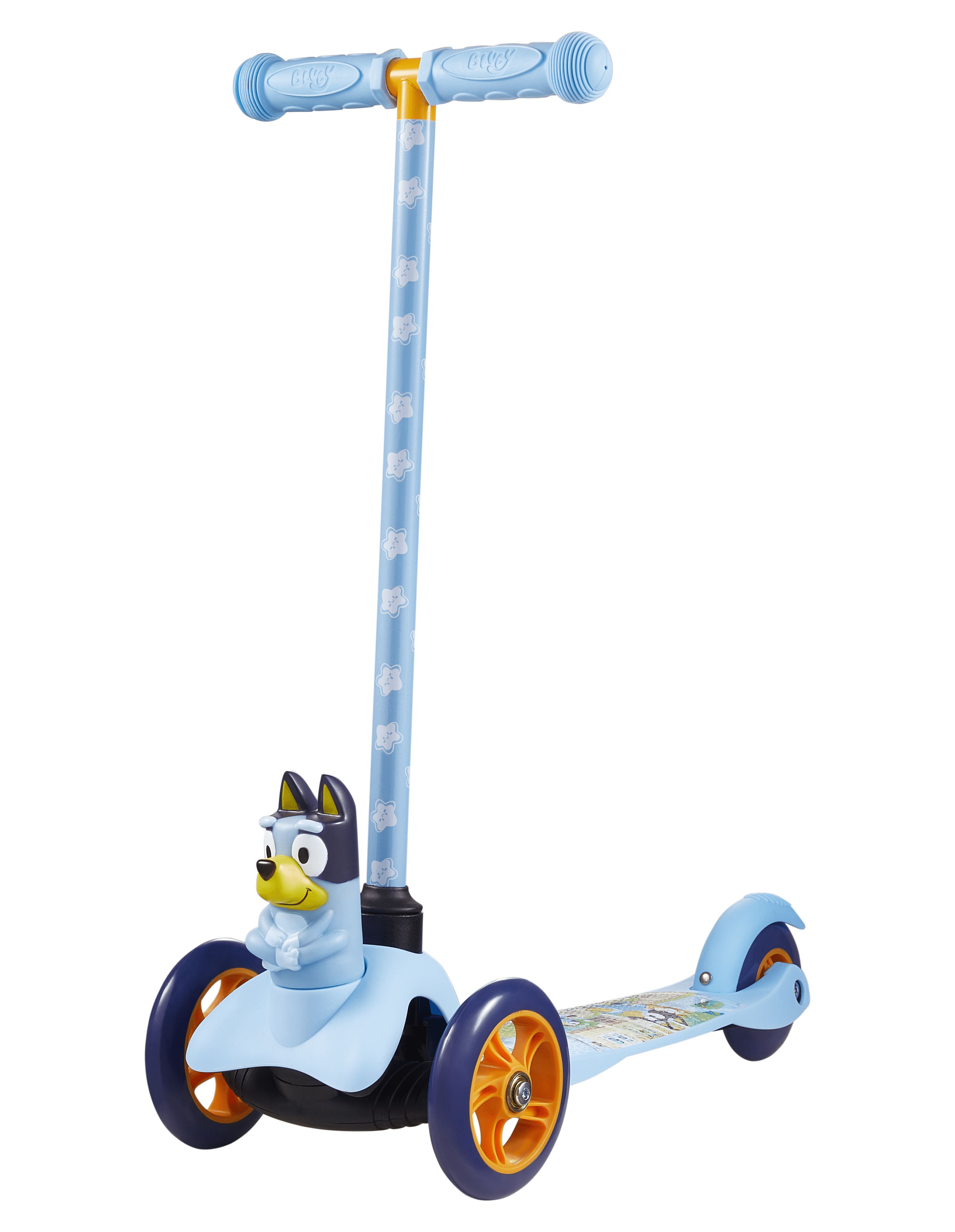 Bluey Ride-N-Glide Buddies 3D Three-Wheel Kick Scooter, Blue