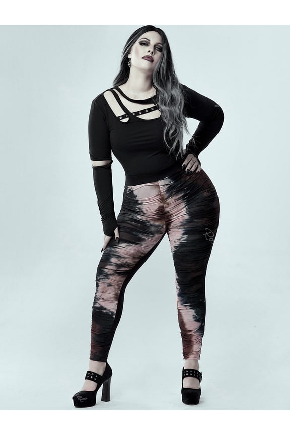 Plus Size Tie Dye Ripped Ruched Pull On Pants