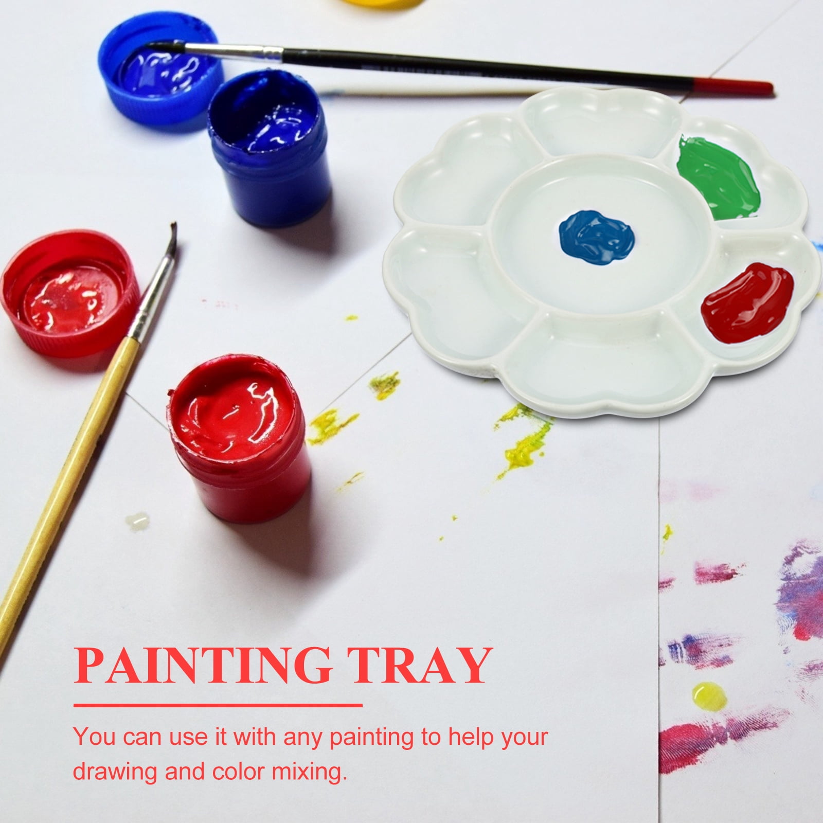 Hemoton Ceramic Color Palette Tray with for Watercolor Painting and Pigment Mixing - 1 Piece