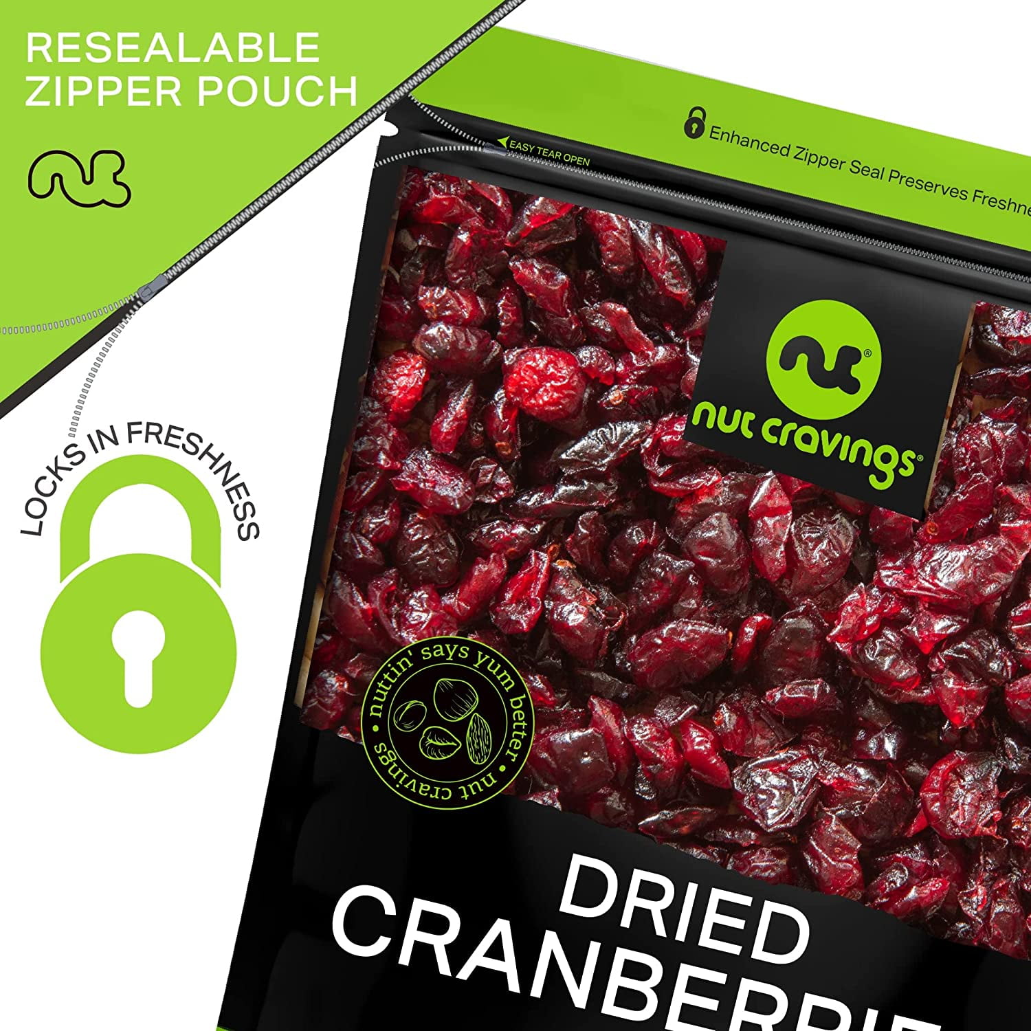 Nut Cravings Sun Dried Whole Cranberries: Lightly Sweetened, All Natural Dried Fruits (32oz)