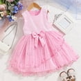 thumbnail image 4 of SERTG Girls' Sequin Formal Tank Dress with Layered Bow and Sheer Detail Sleeveless Playful Skirt Outfit for Children 3-10 Years(Pink,9 Years), 4 of 5