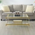 thumbnail image 4 of Royal Crest Two-Tier Acrylic Clear Glass Square Coffee Table in Gold Chrome, 4 of 5