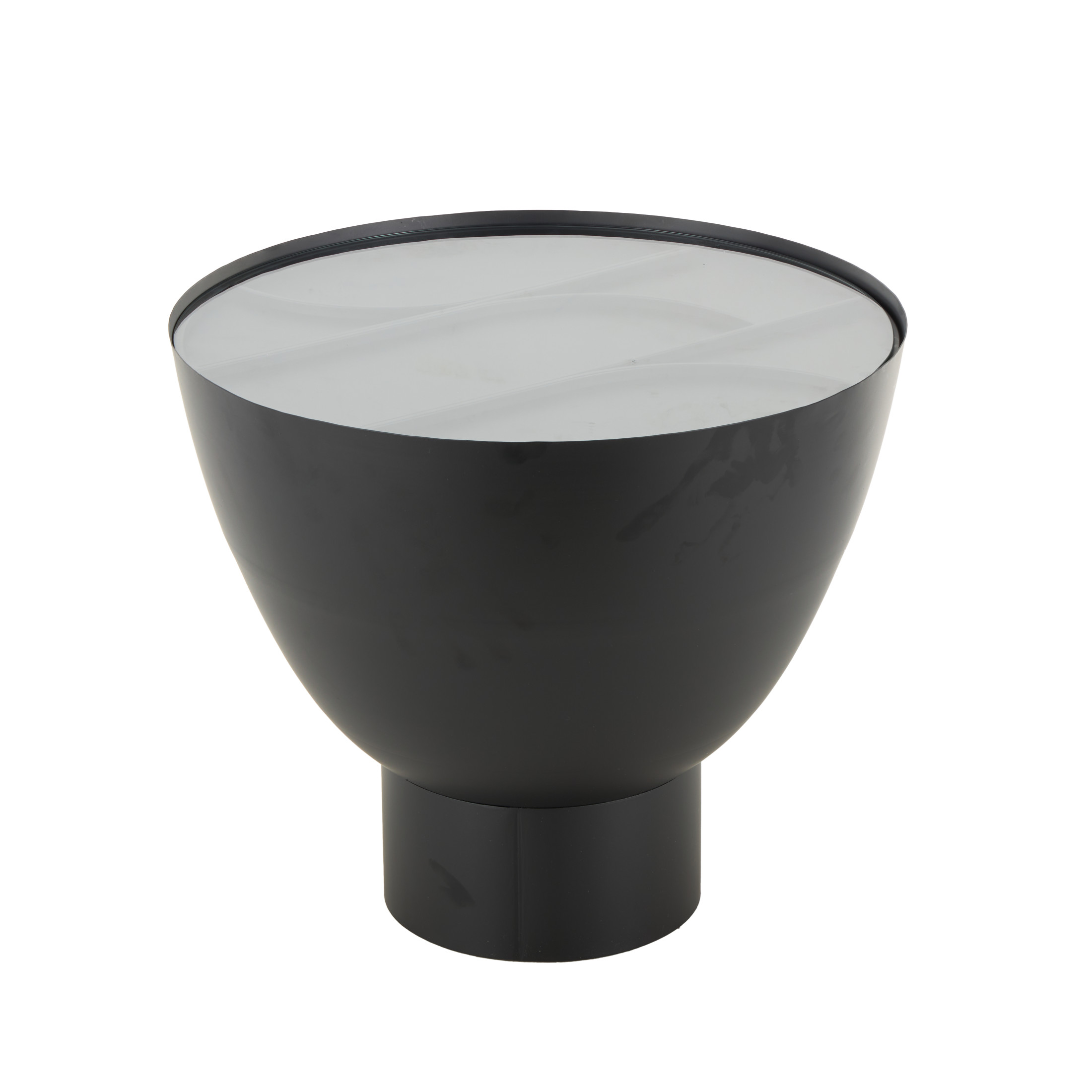 DecMode 22" x 19" Black Metal Geometric Accent Table with Glass Tabletop and Elevated Base, 1-Piece