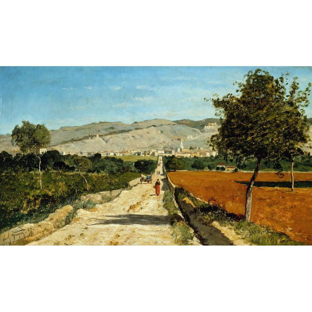 Paul-Camille Guigou 18x12 Black Modern Framed Museum Art Print Titled - Landscape of Provence. View of Saint-Saturnin-Les-App. (1867)