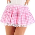 thumbnail image 7 of Women Schoolgirl Sweet Lace Trim Short Skirt Plaids Print Ruffled Short Fairycore Low Rise Pleated A Line Skaters Skirts, 7 of 7