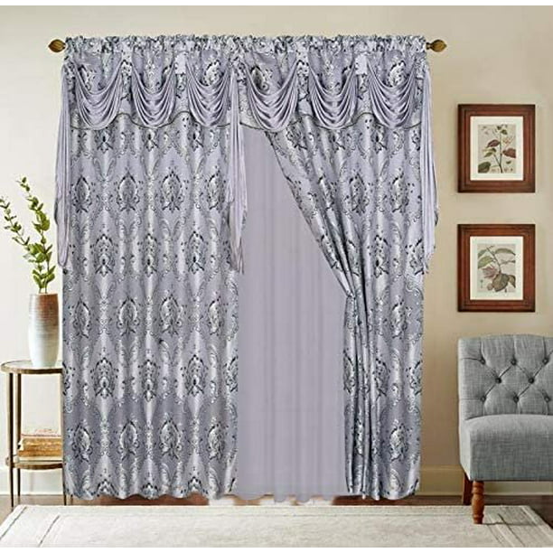 Sapphire Home Jacquard Window 84 Inch, 84 Inch Curtains With Valance