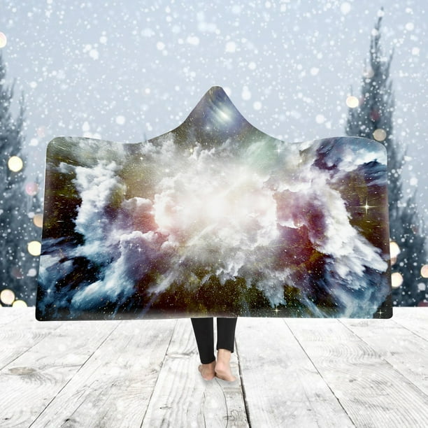 Boovnll Throw Blanket, Super Soft & Warm Winter Satrry Sky Pattern Wearable Blanket Hooded Banket Thicken Warm, Blankets, Blanket