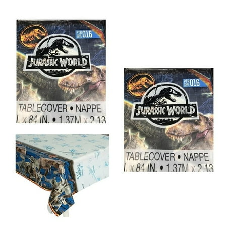 Jurassic World Fallen Kingdom Birthday Party Supplies Bundle includes Plastic Table Covers - 2 Pack