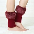 thumbnail image 2 of Women Autumn and Winter Short Turned Wool Warm Socks Boots Cover Knitting Wool Leg Protector, 2 of 4