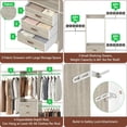 thumbnail image 6 of iSunirm 5FT Small Closet System with 3 Fabric Drawers, Walk In Clothes Organizer System With 3 Adjustable Shelves, Heavy Duty Closet Rack, Garment Rack for Bedroom, White Oak, 6 of 8