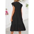 thumbnail image 4 of Vestido MEROKEETY 2025, verano, manga corta, cuello en V, corte A, negro, 4 of 8