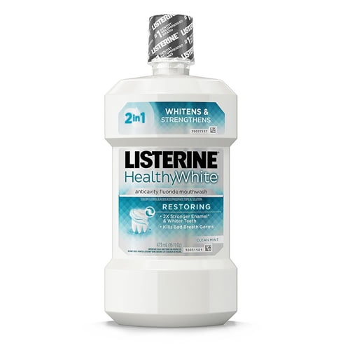 Listerine Whitening Plus Restoring Fluoride Rinse, Clean Mint 16 Oz