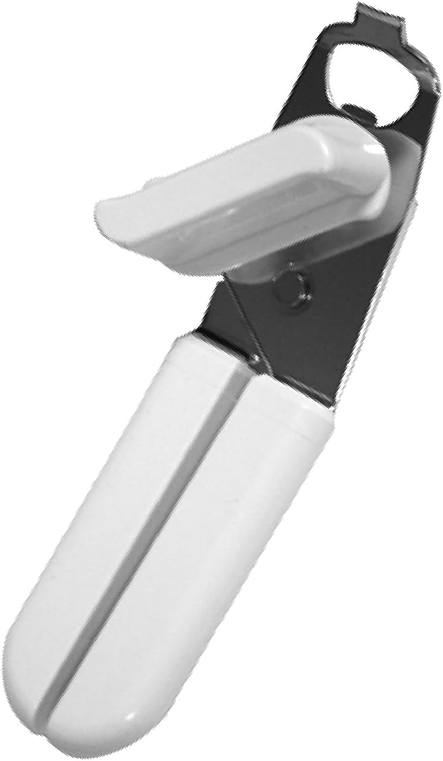 TrueCraftware- 8" x 2" x 2-1/2" Manual Can Opener Iron Plated with White Color Plastic Handle- Built-in Bottle Cap Remover Handheld Easy Turn Knob Best Large Lid Openers