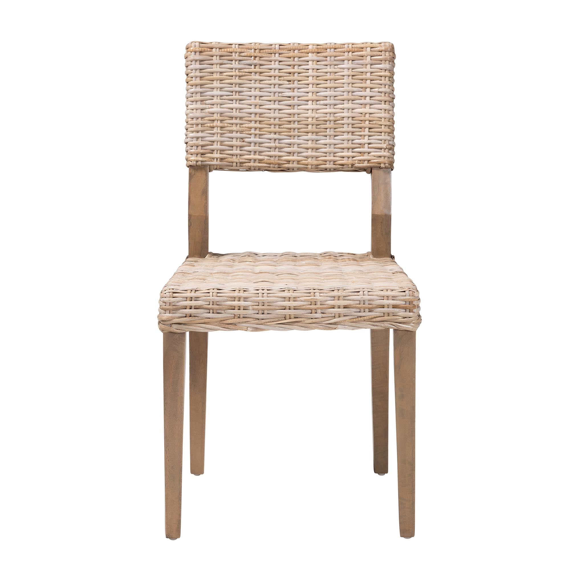 bali & pari Barossa Boho Dining Chair, Handwoven Natural Kubu Rattan, Grey