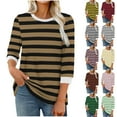 thumbnail image 5 of Fancifize Women Striped Tops 3/4 Sleeve Crew Neck Blouse Color Block Shirt Casual Loose Fall Fashion Outfits, 5 of 5