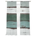 thumbnail image 2 of Sheer Curtains 84 Inches Long 2 Panels, Vintage Wood Plank Watercolor Rod Pocket Curtain Voile Draperies, Farm Barn Green White Light Filtering Window Treatment for Living Room Kitchen Bedroom, 2 of 8