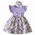 thumbnail image 5 of HCNTES Children Toddler Kids Summer Princess Dress with Puff Sleeve Casual Beach Dress for Little Girls Big Kids 2T 3T 4T 5T 6T 7T(18-24 Months,F02-Purple), 5 of 6