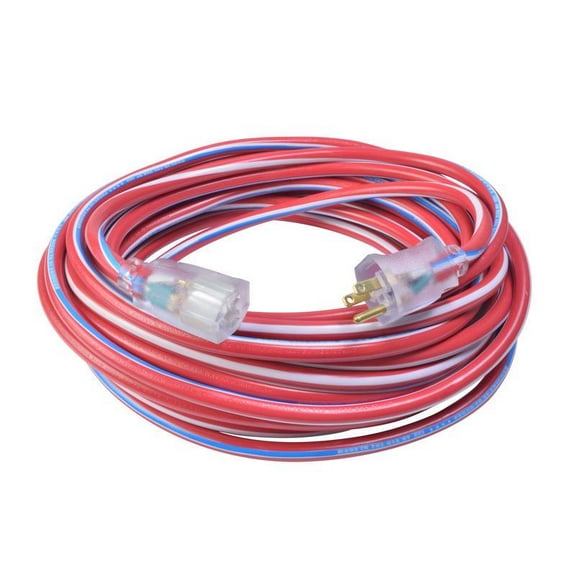 Southwire Patriotic Indoor and Outdoor 100 ft. L Blue/Red/White Extension Cord 12/3 SJTW