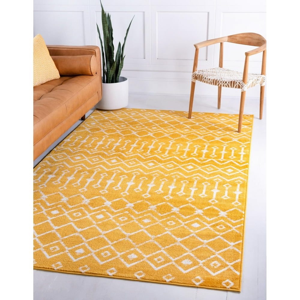 Kasbah Trellis Collection Rug 8' x 10' Yellow Low Pile Rug